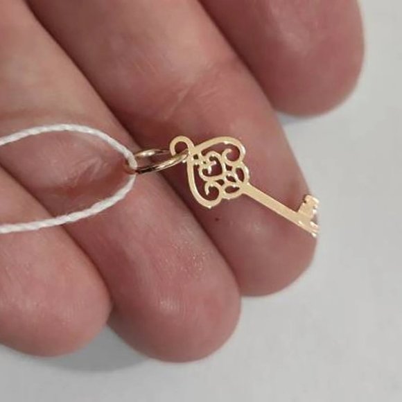 Key Rose Gold Plated Sterling Silver Pendant Charm - Picture 11 of 13